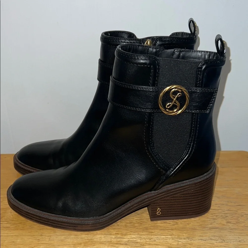 Sam and Libby Elegant Black Leather Ankle Booties